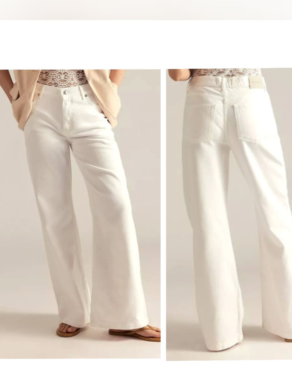 NWT Free People We The Free The Stride Wide Leg Jeans Optic White High Rise 32
